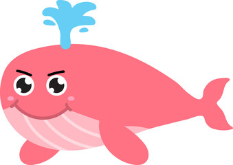 cute whale cartoon, sea, animal