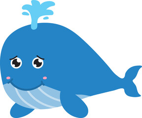 cute whale cartoon, sea, animal