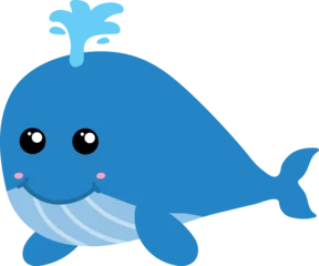 Deurstickers cute whale cartoon, sea, animal © titima157