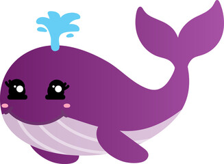 cute whale cartoon, sea animal