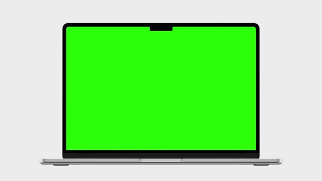 HD animation of moving Laptop mockups..Green background for chroma key on the smartphone screen. used for commercials and app presentations