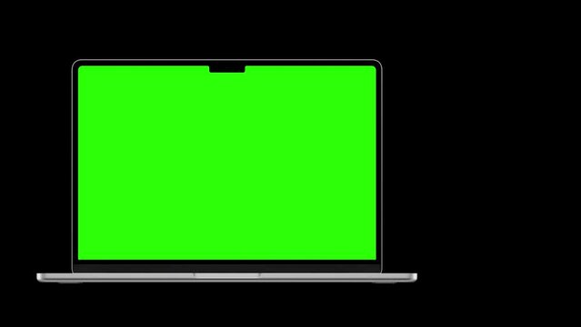 HD animation of moving Laptop mockups..Green background for chroma key on the smartphone screen. used for commercials and app presentations