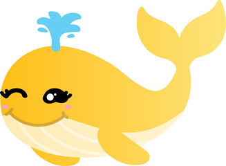 cute whale cartoon, sea animal