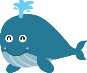 Kussenhoes cute whale cartoon, sea animal © titima157