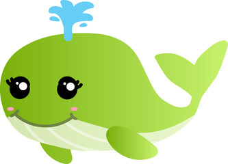 cute whale cartoon, sea animal