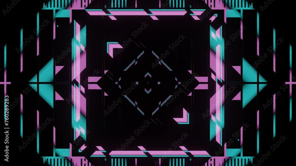 Poster 3d rendered seamless animated loop featuring a vibrant abstract design in shades of purple and blue.