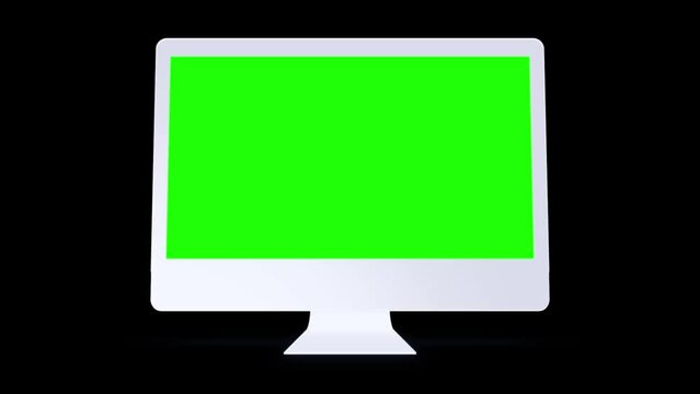HD animation of moving Desktop mockups..Green background for chroma key on the smartphone screen. used for commercials and app presentations