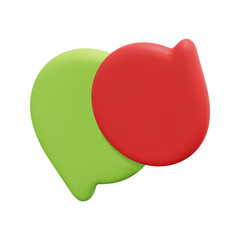 3d green and red bubble vector icon. Isolated on white background. 3d social media communication concept. Cartoon minimal style. 3d green and red conversation icon vector render illustration.