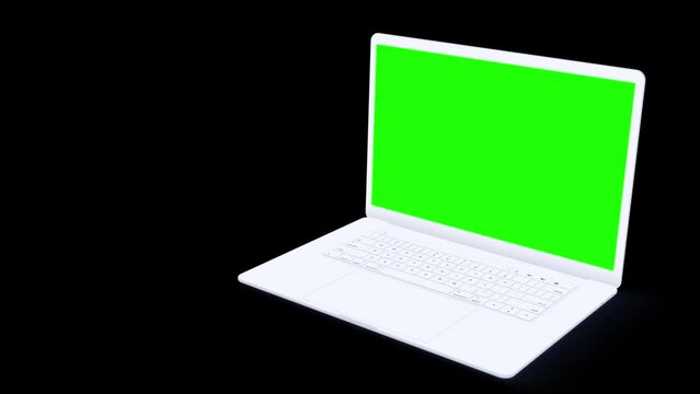 HD animation of moving Laptop mockups..Green background for chroma key on the smartphone screen. used for commercials and app presentations