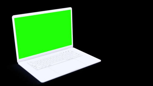 HD animation of moving Laptop mockups..Green background for chroma key on the smartphone screen. used for commercials and app presentations