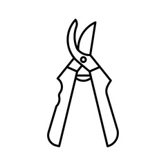 Pruner, line icon. Gardening tool for cutting. Linear illustration on a horticulture concept. Editable thin stroke.