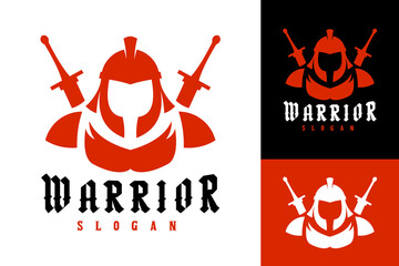 Vector Warrior Helmet Knight Logo Design - obrazy, fototapety, plakaty