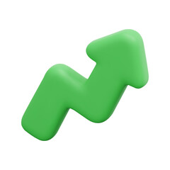 3d trend up arrow vector icon. Isolated on white background. 3d arrow, direction and arrows concept. Cartoon minimal style. 3d trend up arrows icon vector render illustration.