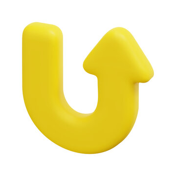 3d u turn arrow vector icon. Isolated on white background. 3d arrow, direction and arrows concept. Cartoon minimal style. 3d return arrows icon vector render illustration.