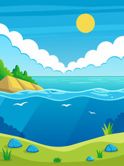 Fototapeta na wymiar ocean vector water landscape background