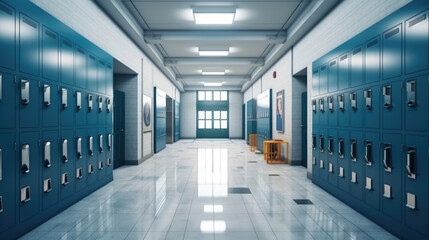 Contemporary School Corridor with Modern Lockers