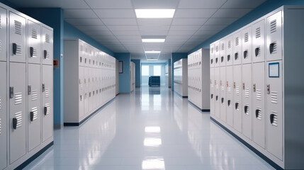 Contemporary School Corridor with Modern Lockers