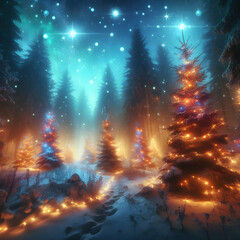 christmas tree in the night, galaxy, nebula,star,sky, astronomy, Christmas, tree, illustration, Ai generated 