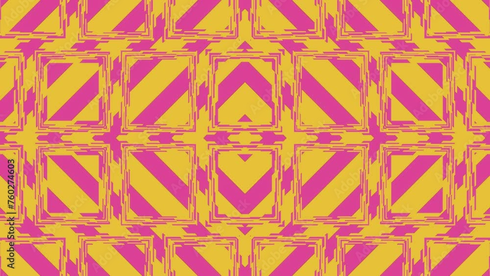 Poster a vibrant 3d rendered seamless animated loop featuring a yellow and pink abstract pattern with intri
