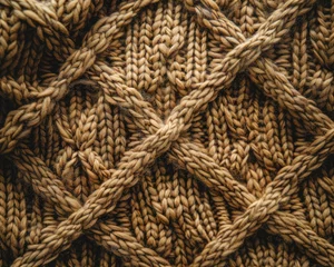 Fotobehang The texture of a knit sweater with each stitch contributing to the overall warmth and pattern © AI Farm