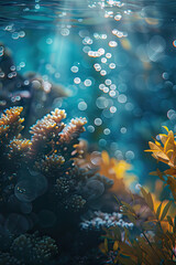 Obraz na płótnie Canvas Marine life depicted in a bokeh-filled underwater scene