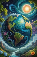 Obraz na płótnie Canvas Love Earth theme (Earth day) with Generative AI.