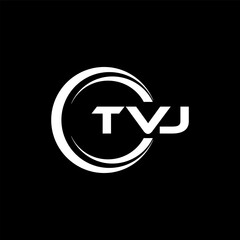 TVJ letter logo design with black background in illustrator, cube logo, vector logo, modern alphabet font overlap style. calligraphy designs for logo, Poster, Invitation, etc.