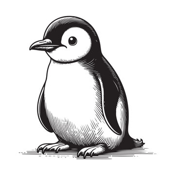 recommend clip art: Line art of baby penguin cartoon vector