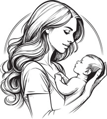 Mom and baby vector, mother’s day vector, mom and child vector