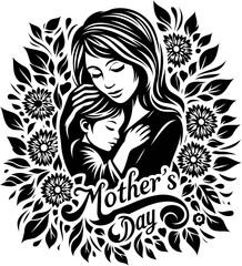 mom and baby vector silhouettes