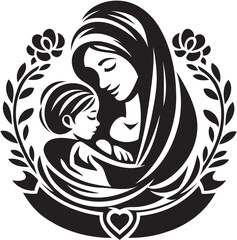 mom and baby vector silhouettes