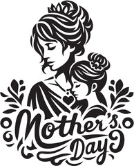 mom and baby vector silhouettes