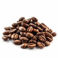 a pile of coffee beans on a white surface