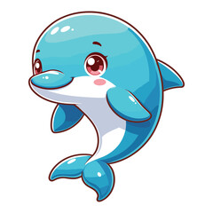 Obraz premium vector cute cartoon dolphin jumping out