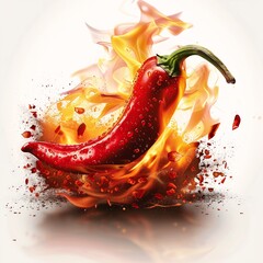 illustration hot chili pepper fire deep splashes white border background content thick smokey red shows large spiraling design fireball brimming energy tavern pub bad