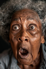 An old woman with a terrified look
