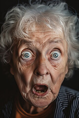 An old woman with a terrified look