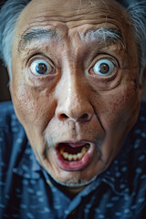 An old man with a terrified look