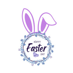 Happy Easter day, typography design with Easter icons