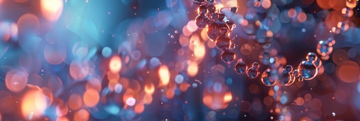 Abstract blue and orange bubble shapes - Glowing abstract blue and orange shapes resembling bubbles, conveying a sense of fluidity and modern digital artwork - obrazy, fototapety, plakaty