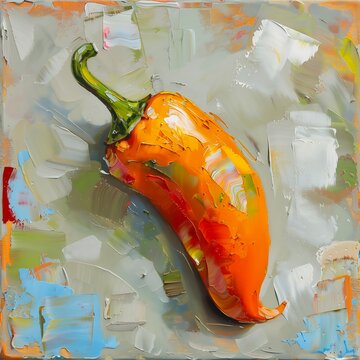 red pepper green stem vibrant dreary orange tin small listing draped oil rubin bright metallic paint