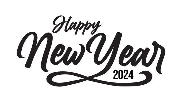 Happy new year 2024 design with hand letterring 