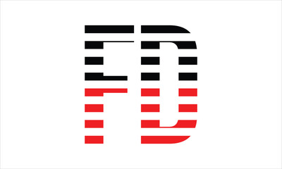 FD three initial letter iconic line negative space minimal logo design vector template. monogram, abstract, wordmark, business, typography, minimalist, brand, company, flat, modern, unique, simple