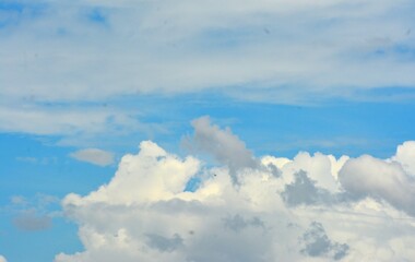 Naklejka na ściany i meble photo of white clouds and clear blue sky in summer