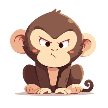 Cute Angry Monkey with PNG Image Vector Illustration