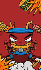 Original hand-drawn cartoon delicious American fast food catering illustration material
