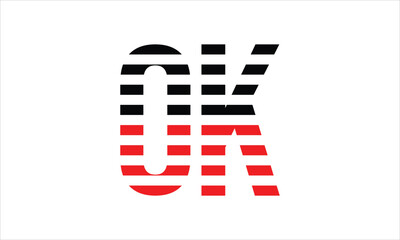 OK three initial letter iconic line negative space minimal logo design vector template. monogram, abstract, wordmark, business, typography, minimalist, brand, company, flat, modern, unique, simple