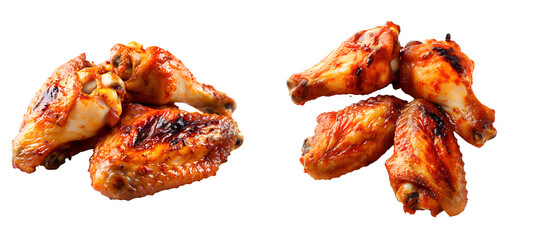 roasted chicken wings set isolated on transparent background
