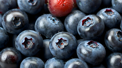Extreme macro blueberries background. Fresh ripe summer organic berries harvest