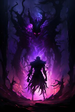 Soldier Warrior Face Demon King in Hell Illustration